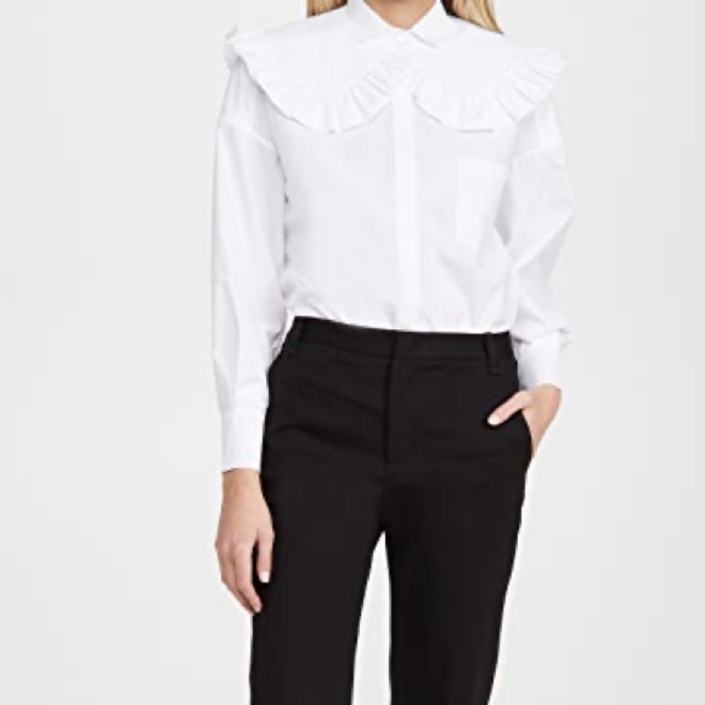 NEW SHUSHU TONG COLLARED SHIRT BUTTON DOWN LONG SLEEVE TOP BLOUSE brand sz 8